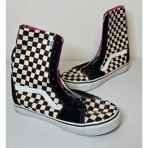 Vans Super SK8-HI Black/White Checkerboard Sneakers - Women Size 10